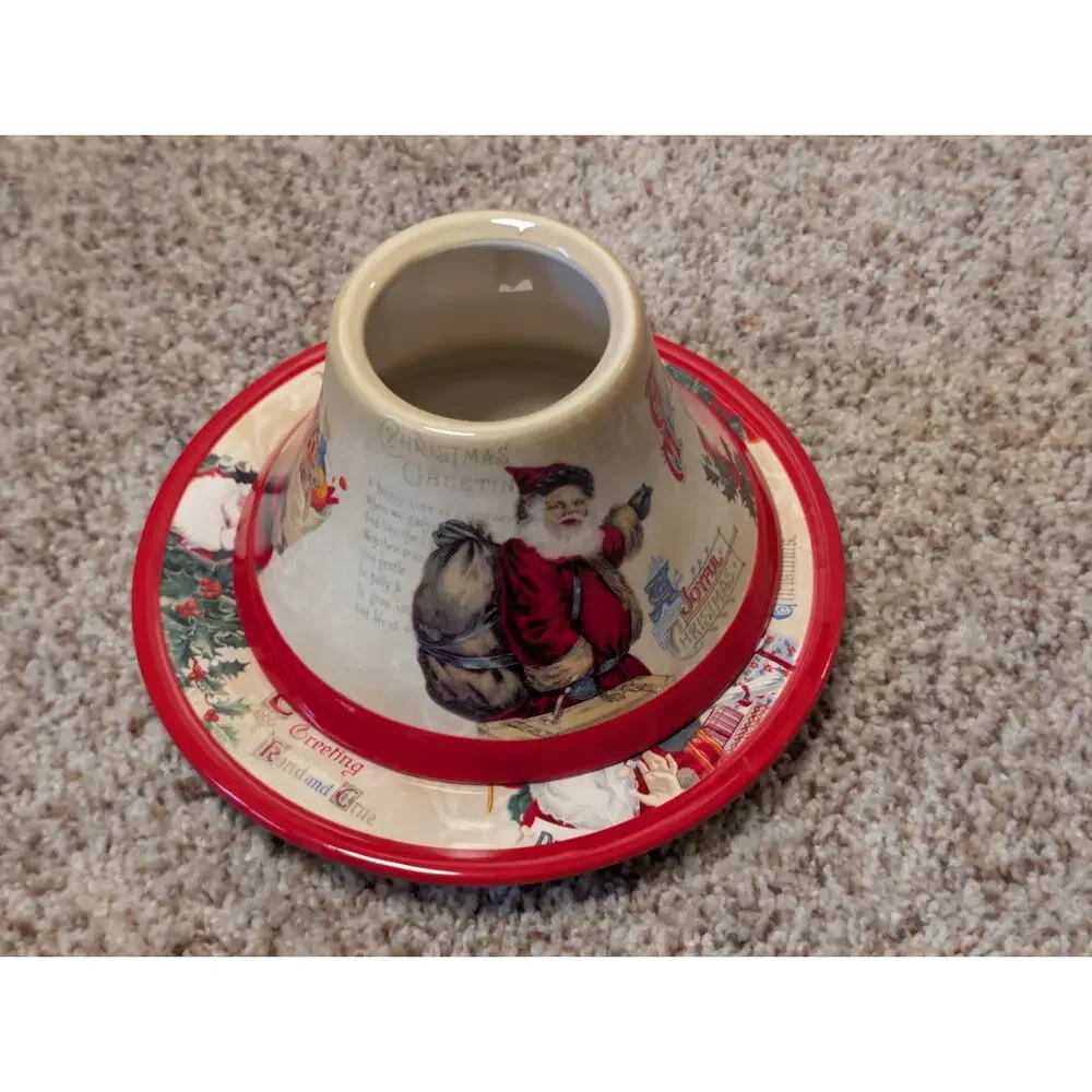 Yankee Candle Christmas Past Shade & Tray Plate Set Vintage Santa Ceramic1208535